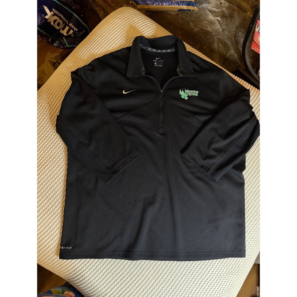 Nike Dri-FIT North Texas Mean Green Quarter Zip Pullover Black Mens XXL